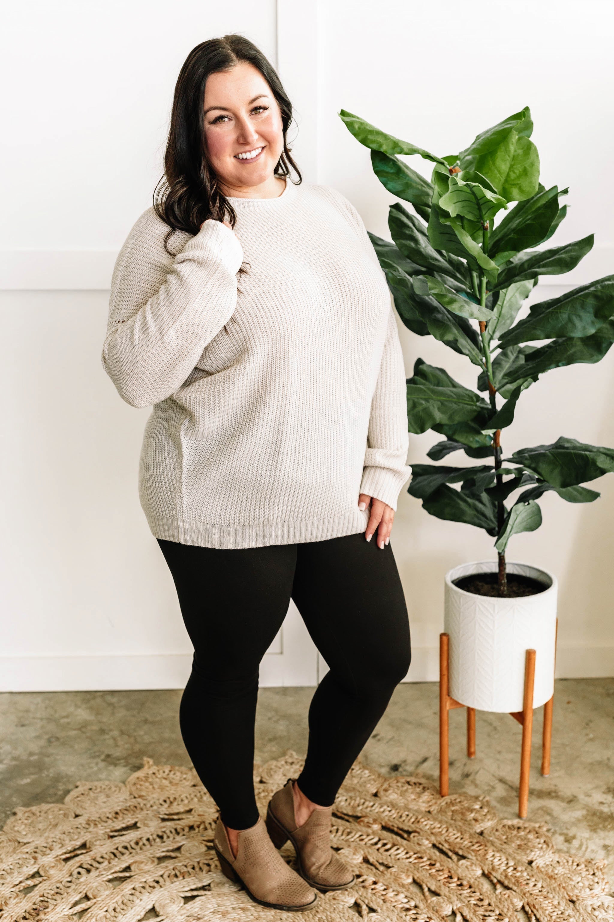 Oversized Knit Dolman Sweater In Smokey Cream