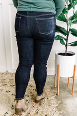 High Waisted Straight Leg Mom Jeans In Dark Wash