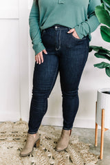 High Waisted Straight Leg Mom Jeans In Dark Wash