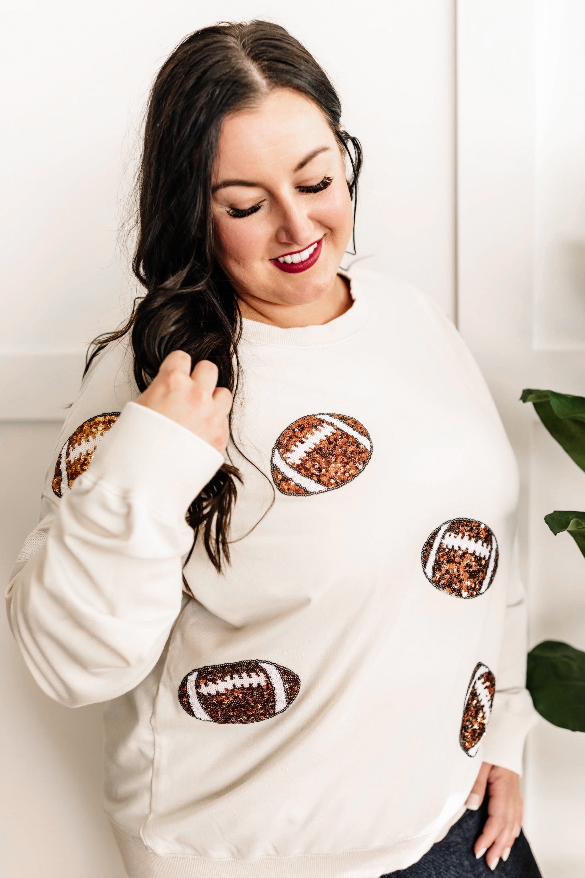 Pullover Sweatshirt In Football Sequins