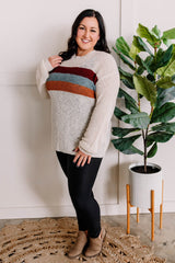 Team Player Sweater In Wine, Blue & Copper Stripes