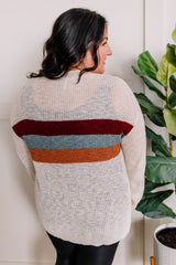 Team Player Sweater In Wine, Blue & Copper Stripes