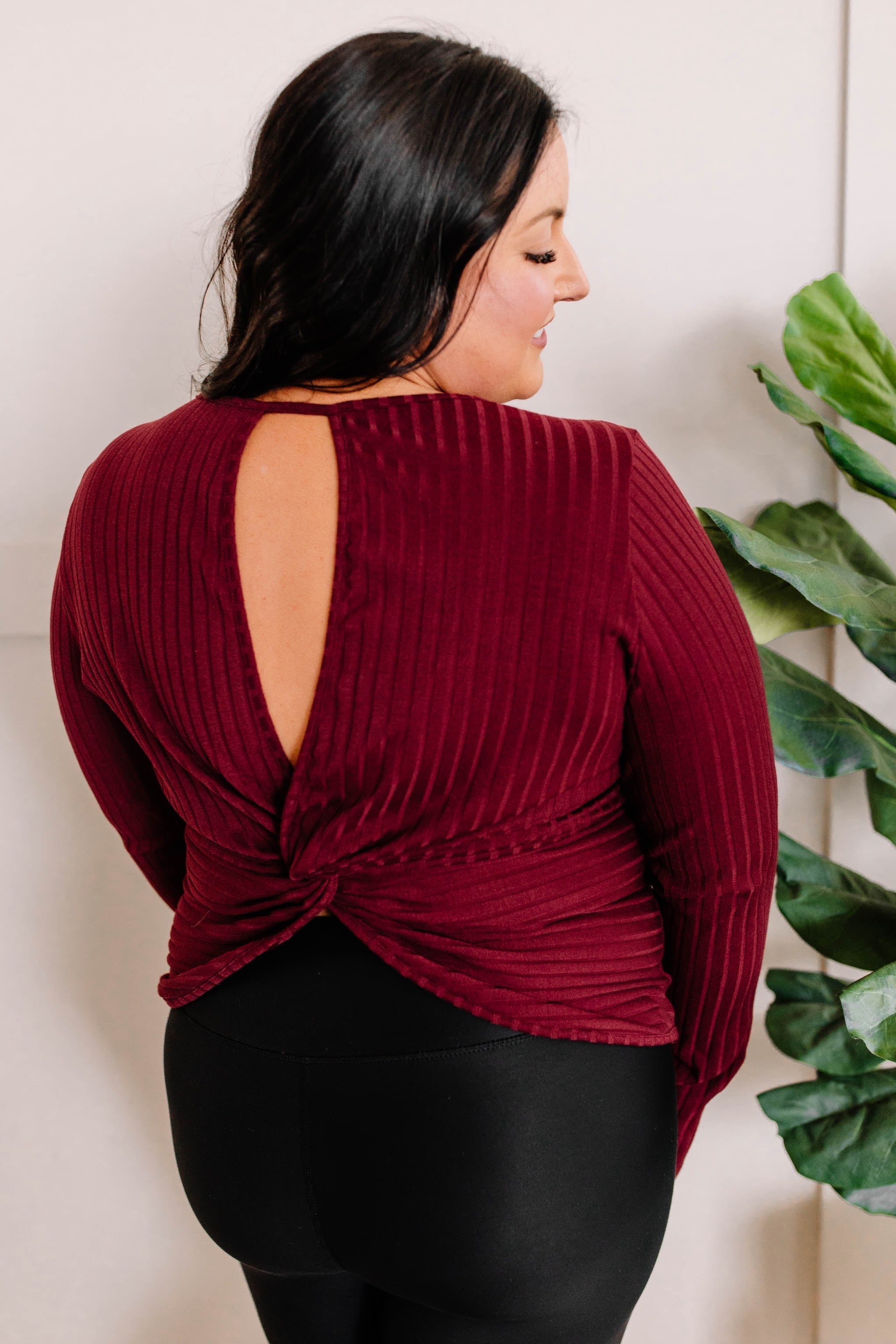 Twist Back Top In Crimson