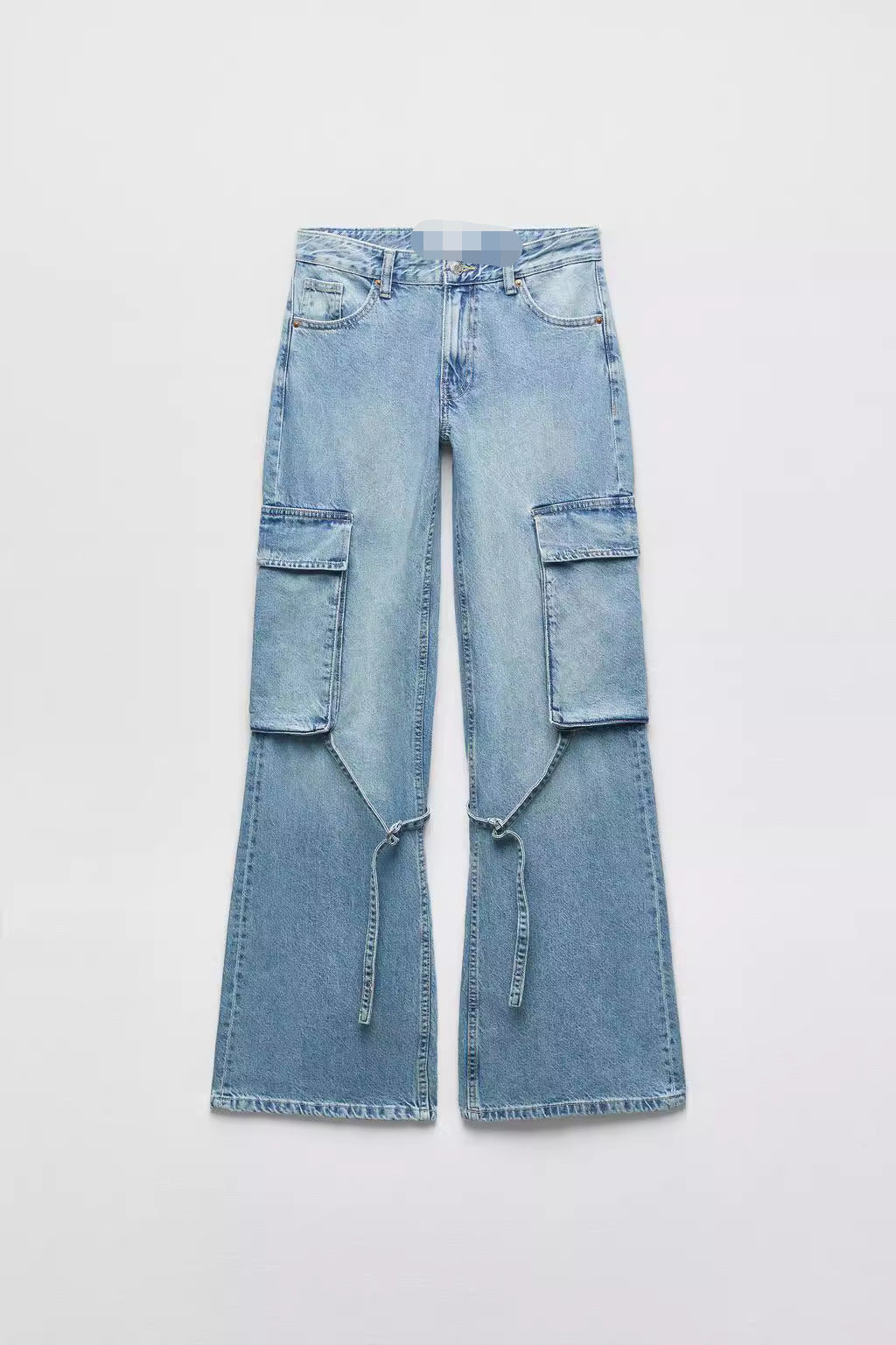 Mid Waist Cargo Jeans