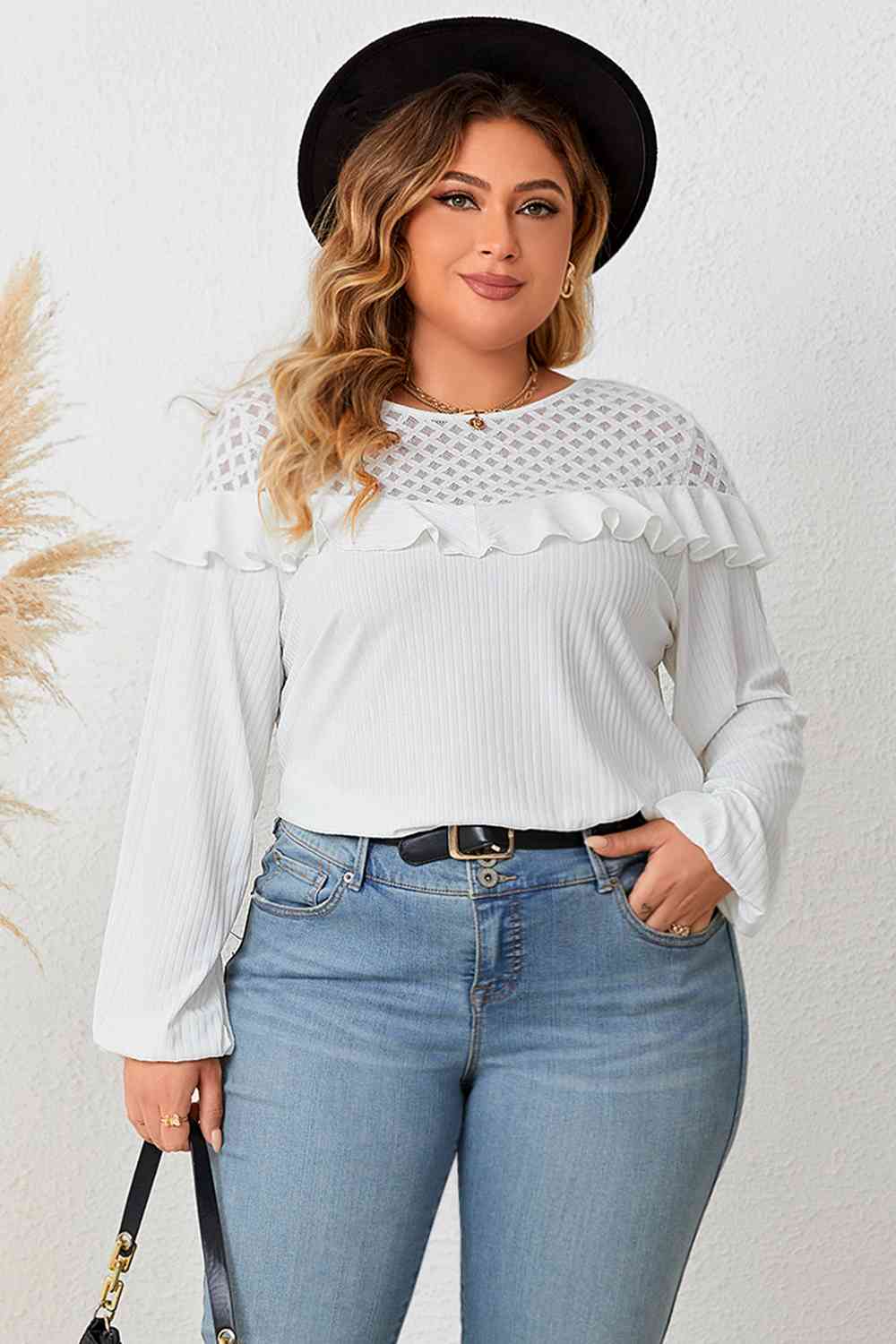 Captivating Ruffled Round Neck Long Sleeve Blouse