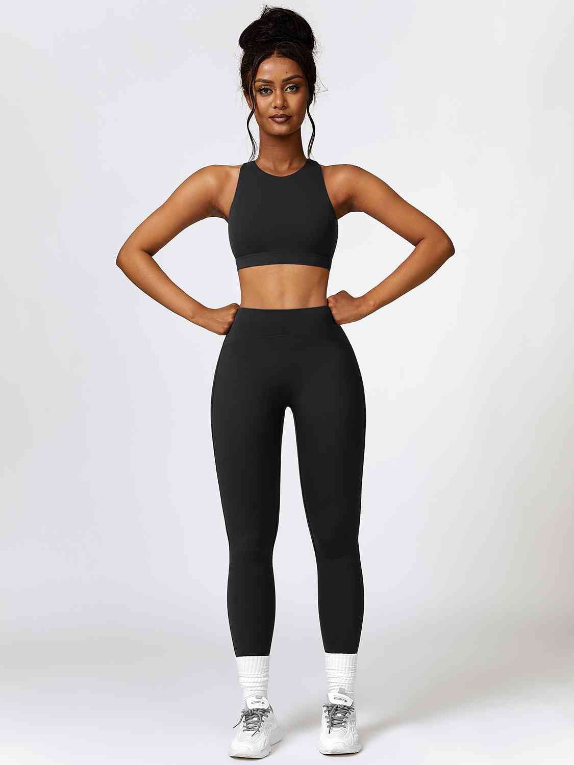 Cutout Cropped Sport Tank and Leggings Set