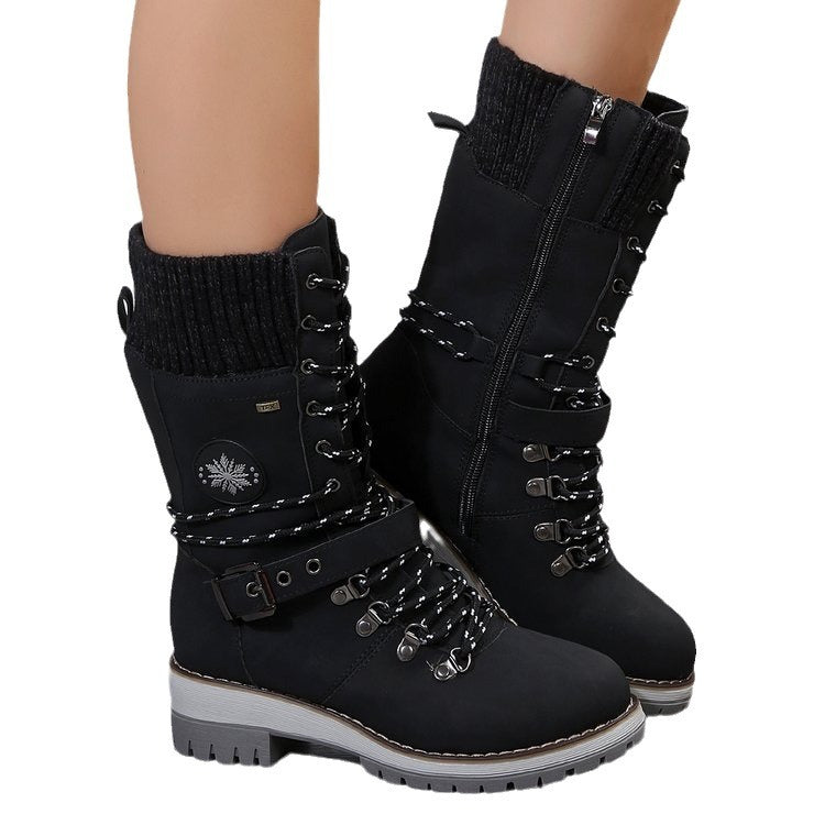 On the slopes Square Heel Side Zipper Boots