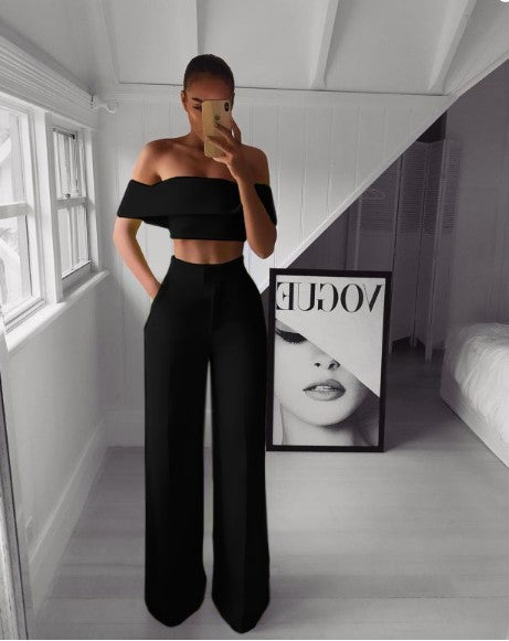 Fierce Cropped Top + Long Trousers Set