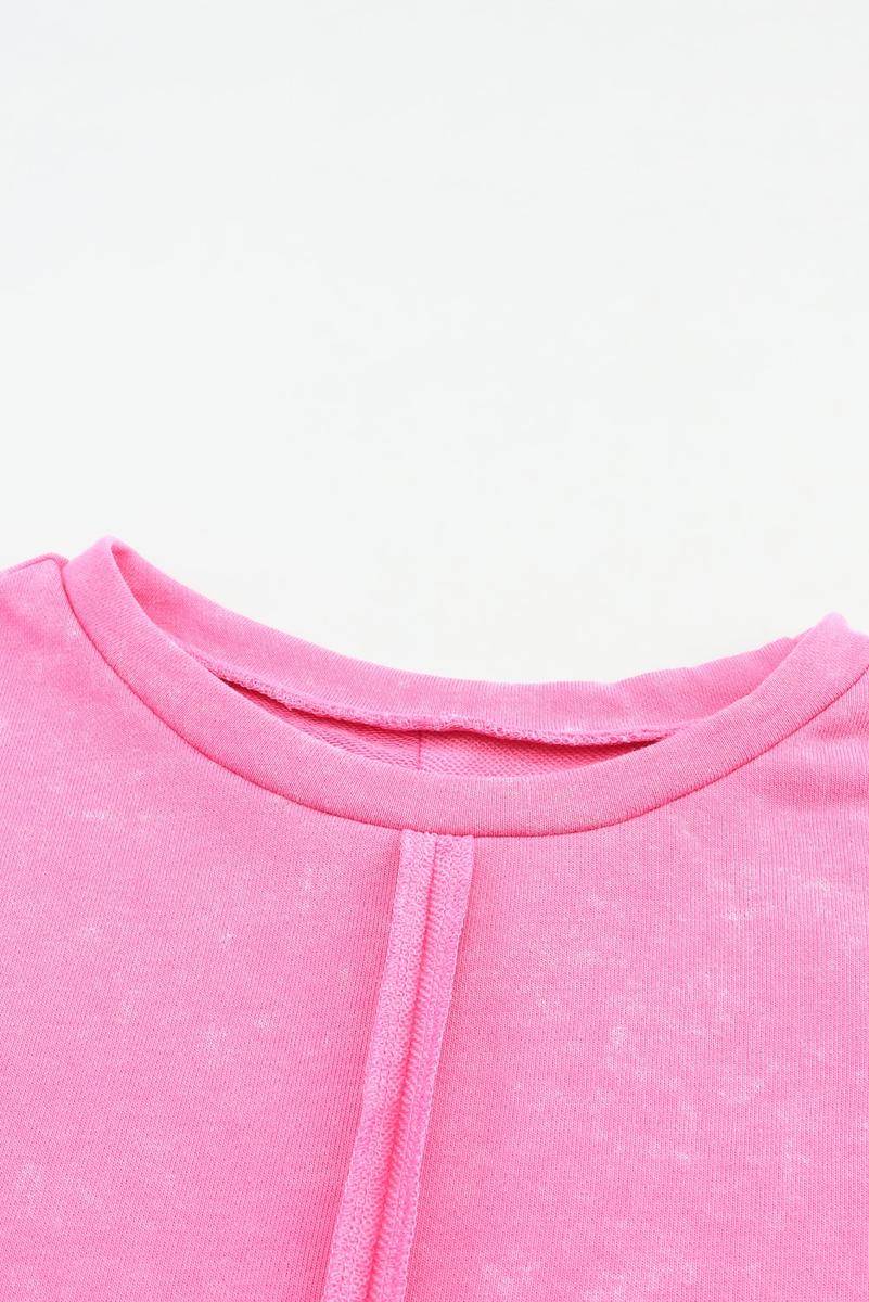 Exposed Seamed High Low Raw Edge Sweatshirt