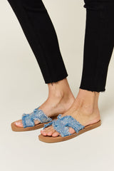 Raw Trim Denim H-Band Flat Sandals