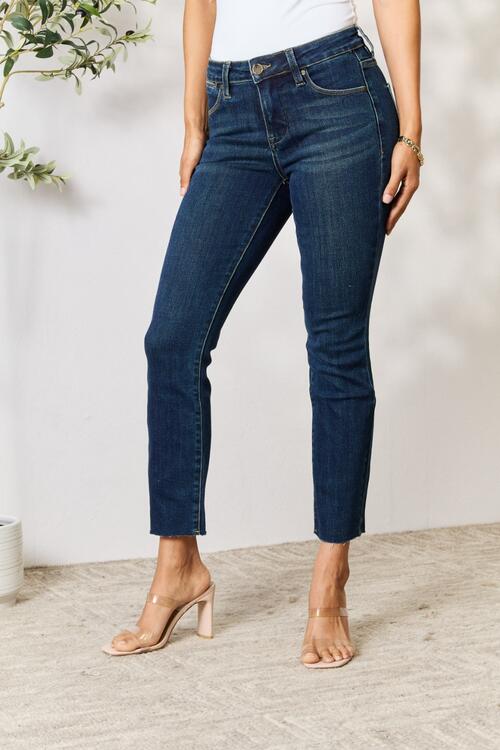 Full Size Raw Hem Straight Jeans