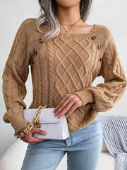 Fall Free Button Cable-Knit Sweater