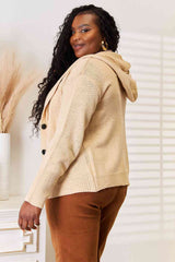 Fall Gratitude Button-Down Long Sleeve Hooded Sweater