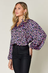 Full Size Printed Long Sleeve Blouse