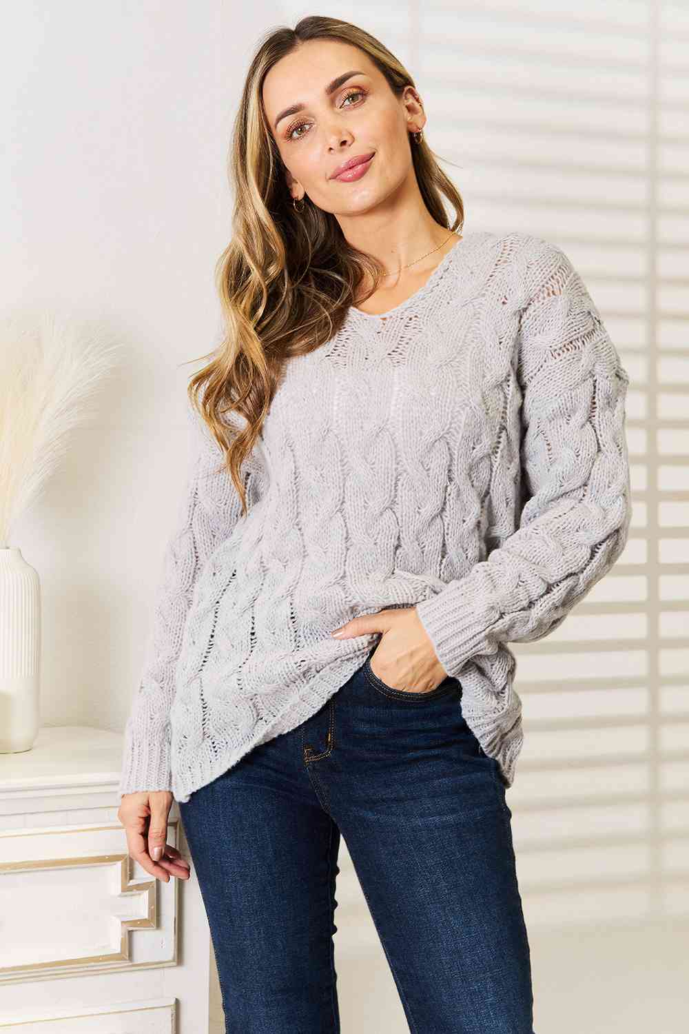 Cool Breeze Cable-Knit Hooded Sweater