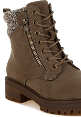 Mahisha Knitted Collar Zip-Up Hiker Boots