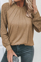 Heathered Round Neck Long Sleeve T-Shirt