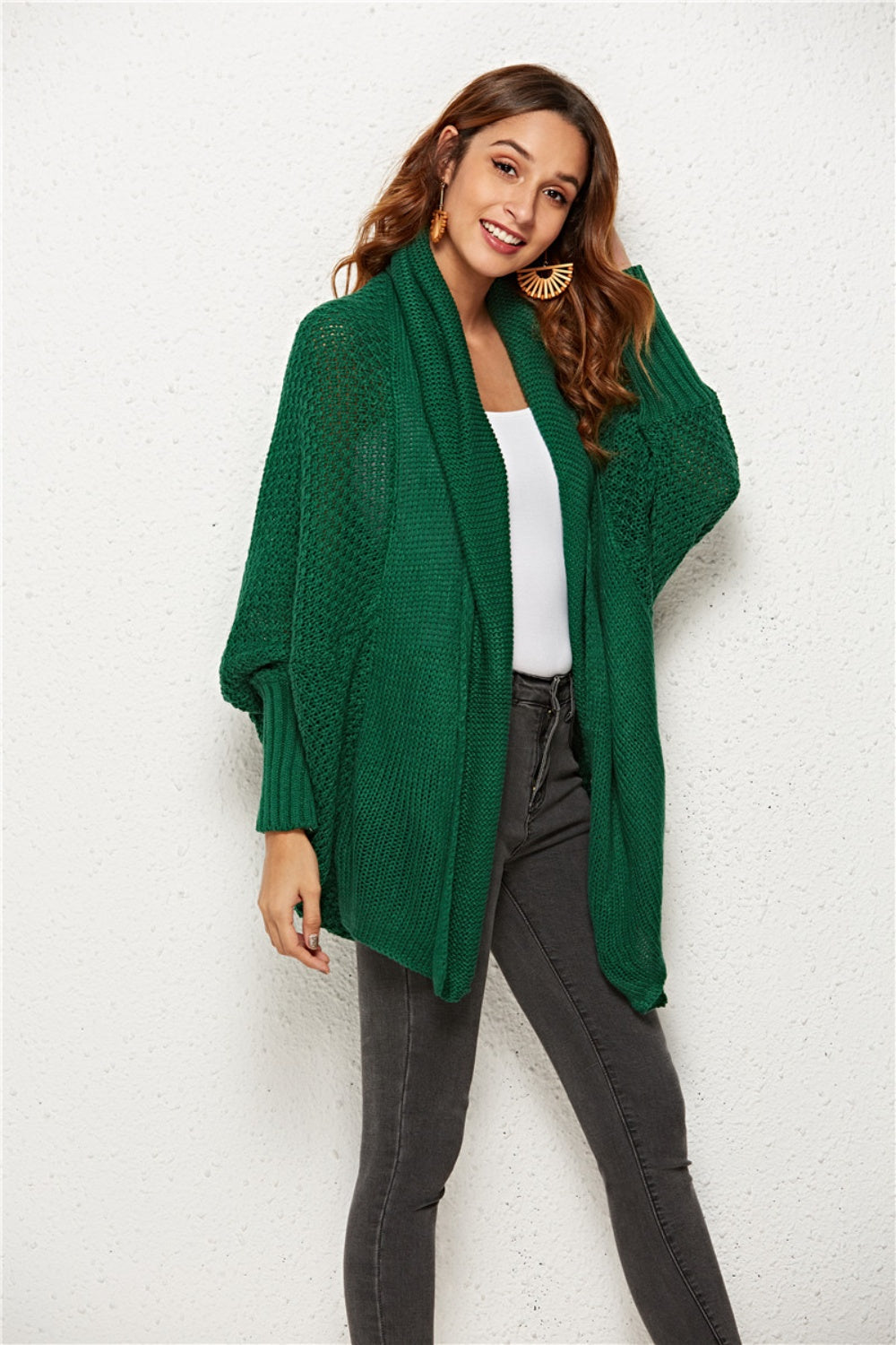 Open Front Batwing Sleeve Cardigan