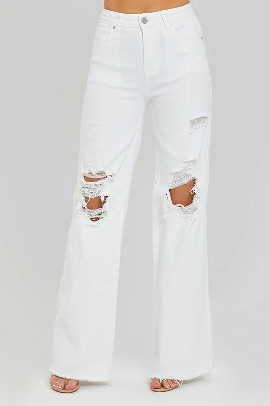 Lily High Rise Distressed Wide Leg Dad Jeans