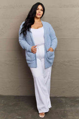 Falling For You Full Size Open Front Popcorn Cardigan