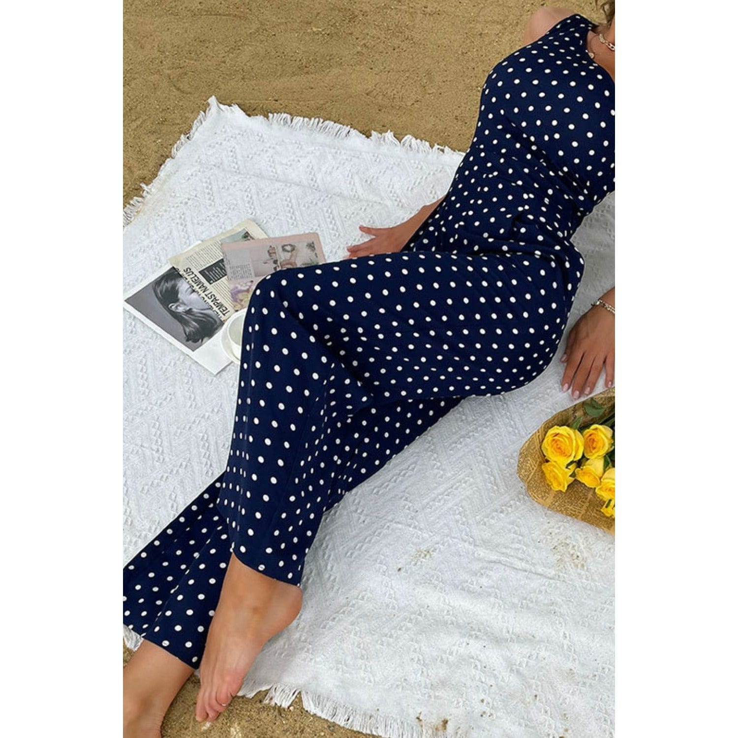 Polka Dot One-Shoulder Jumpsuit