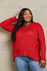 By The Fire Full Size Draped Detail Knit Sweater