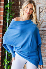 First Love Asymmetrical Hem Dolman Sleeve Sweater