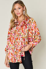 Full Size Printed Button Up Long Sleeve Shirt