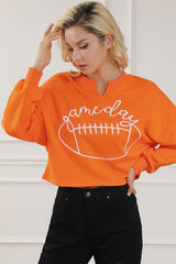 GAME DAY Ball Graphic Notched Sweatshirt