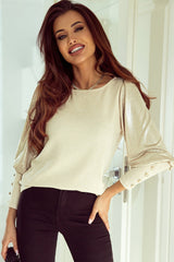 Round Neck Lantern Sleeve Top