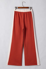 Drawstring Contrast Wide Leg Pants