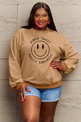 Full Size Smiling Face Graphic Sweatshirt