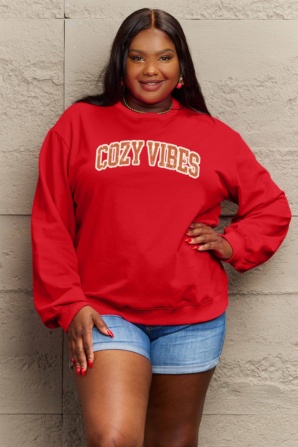 Full Size COZY VIBES Graphic Sweatshirt