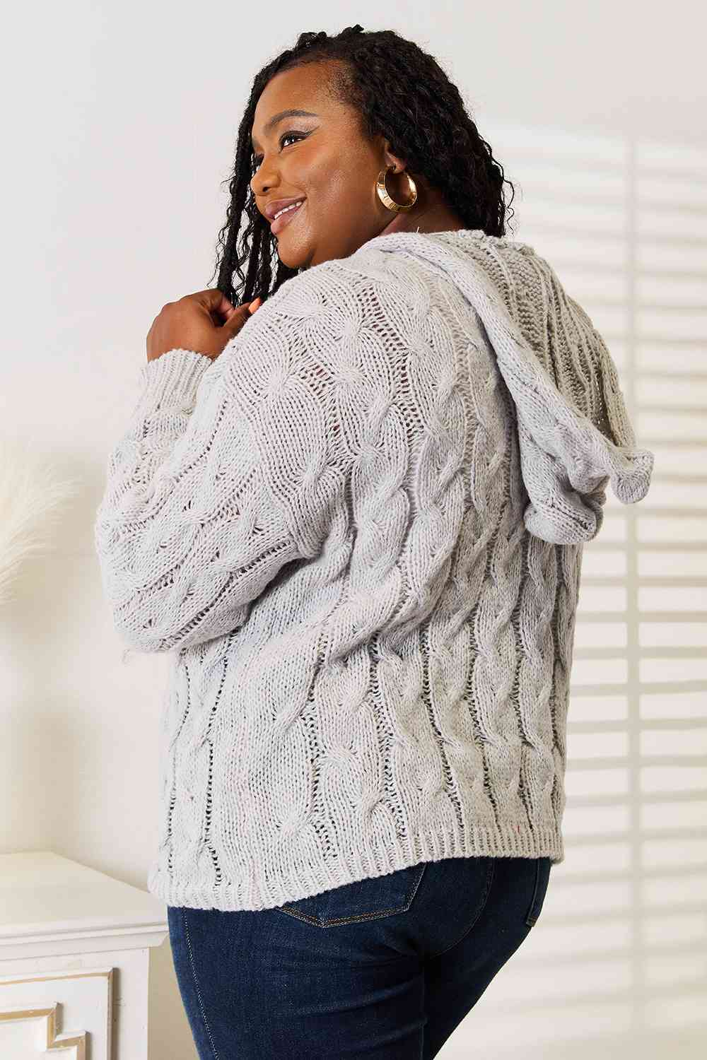 Cool Breeze Cable-Knit Hooded Sweater