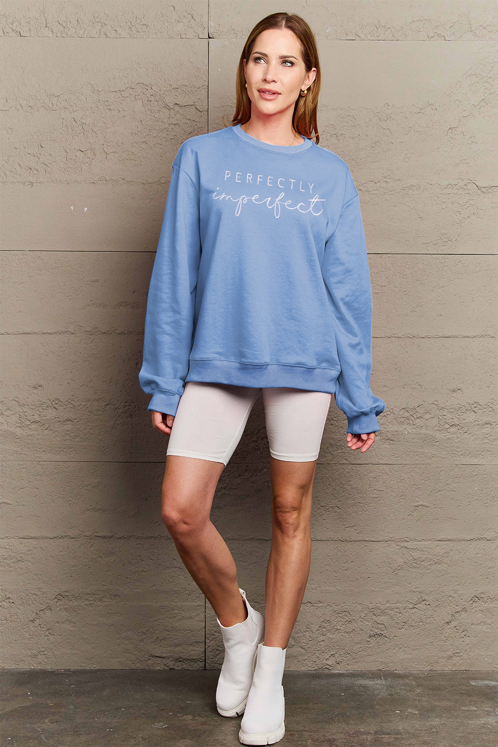 Full Size Graphic Round Neck Sweatshirt