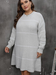 Round Neck Long Sleeve Sweater Dress