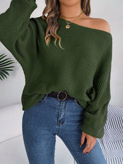 One-Shoulder Lantern Sleeve Sweater