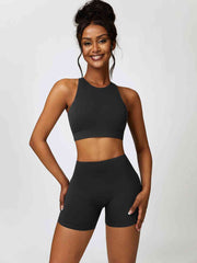 Cutout Cropped Sport Tank and Shorts Set