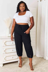 Nikki Decorative Button Cropped Pants