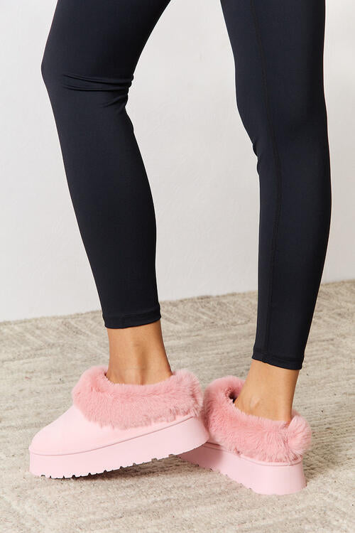 Furry Chunky Platform Ankle Boots