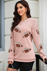 Sequin Football Patch Corduroy Sweatshirt