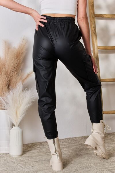 Faux Leather Cargo Pants