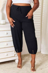 Nikki Decorative Button Cropped Pants