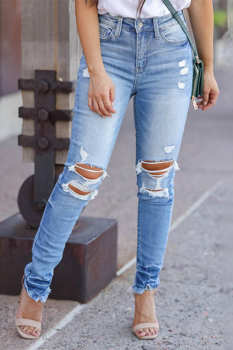 Vintage Distressed Ripped Skinny Jeans