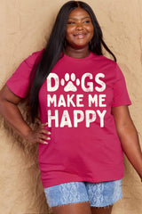 DOGS MAKE ME HAPPY Graphic Cotton T-Shirt