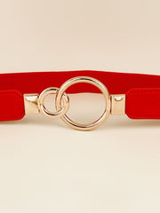 Double Ring Buckle Elastic PU Belt