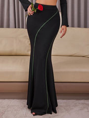 High Waist Contrast Maxi Skirt