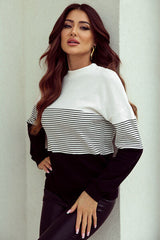 Striped Dropped Shoulder Long Sleeve T-Shirt