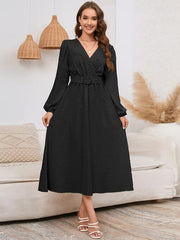 Surplice Balloon Sleeve Dress