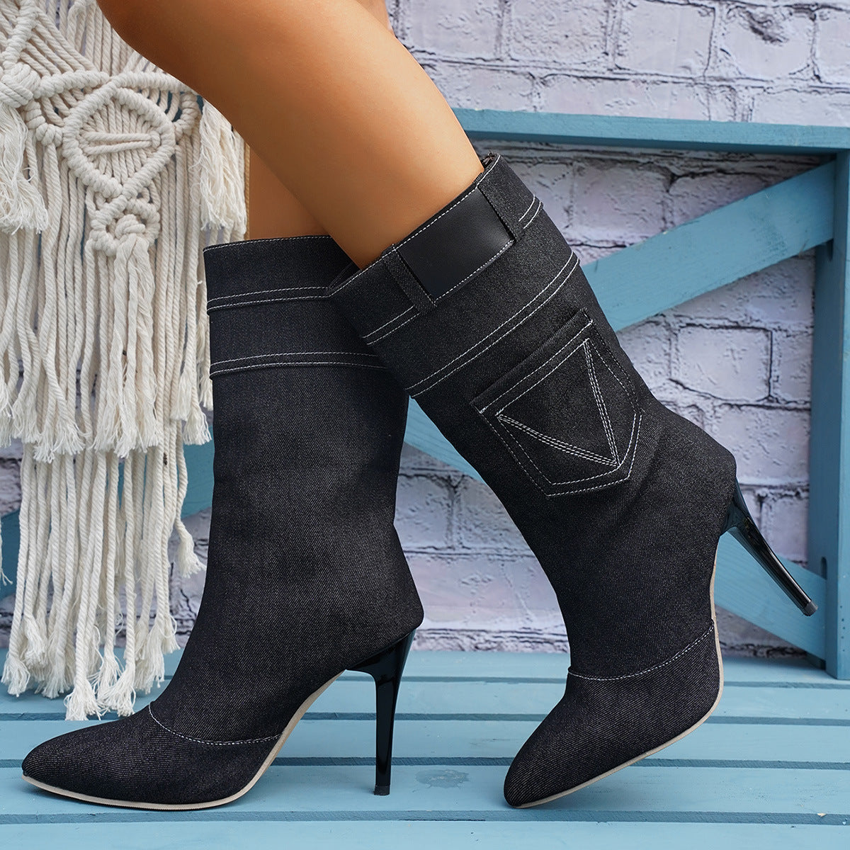 The Denim Stiletto Boot